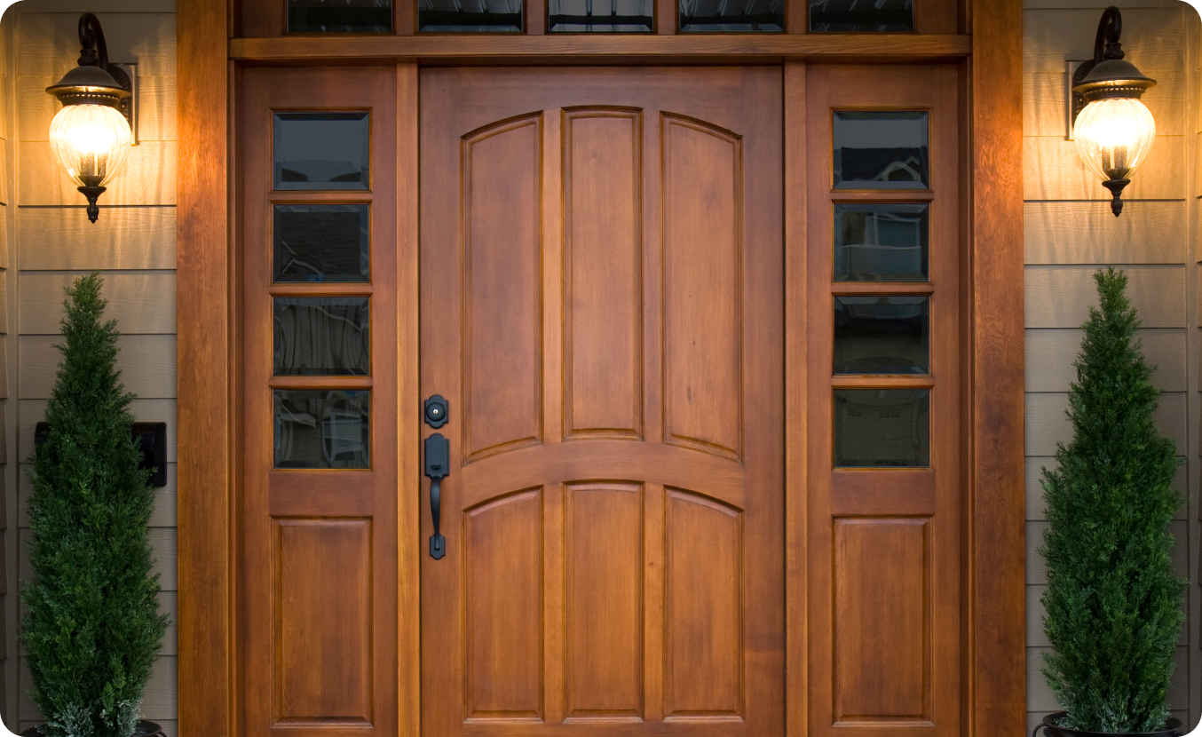 Elegant entrance with decorative lights