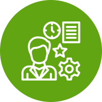 Businessperson with gear and clock illustration