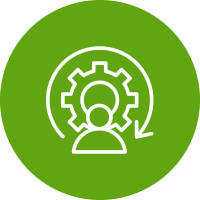 User icon with gear on green background